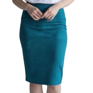 Torrid Blue with Black Polka Dots Mini 80’s Pencil Skirt Size 0 (12)